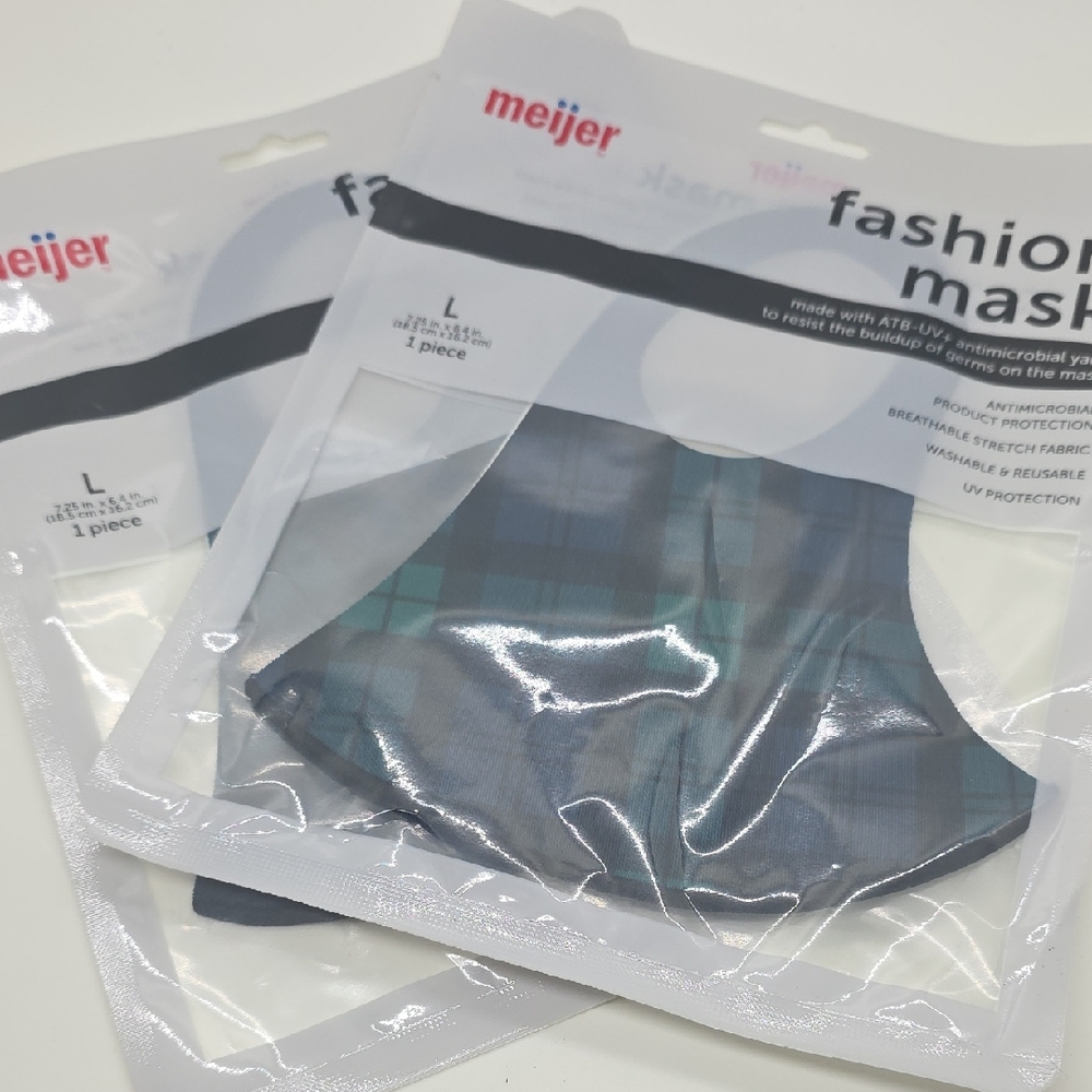 2 Plaid Fashion Mask - Blue Green